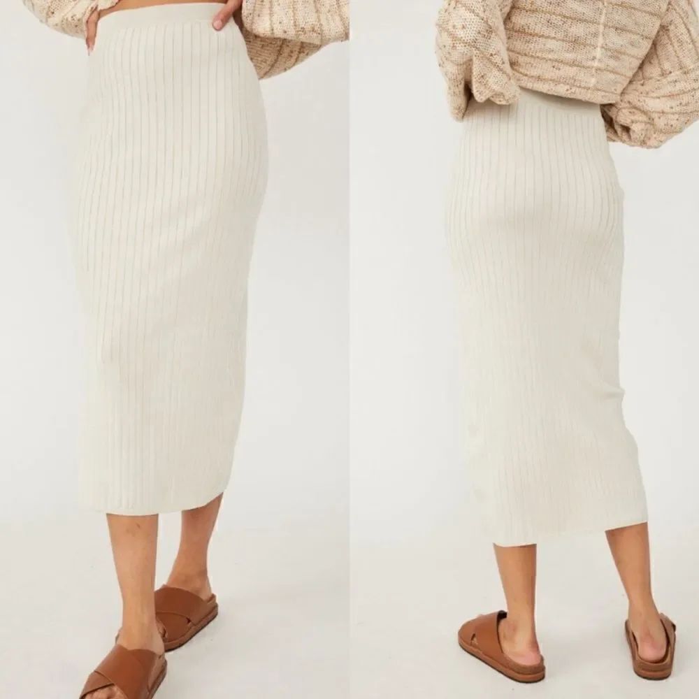 Free People NWT Beach To Night Midi Swift Skirt IN cream Size Small